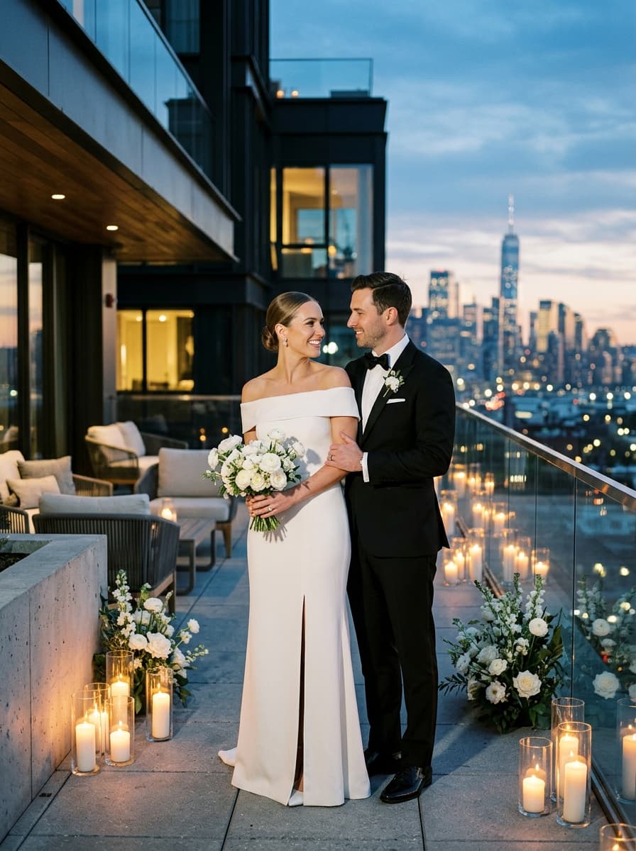 Digital modern wedding invitation website preview for Sophia and Lucas