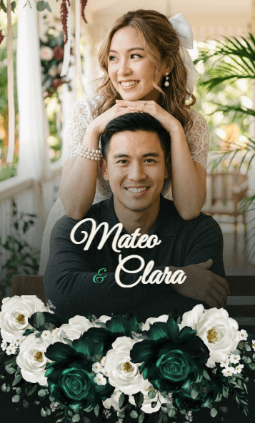 Digital wedding invitation website preview for Mateo and Clara